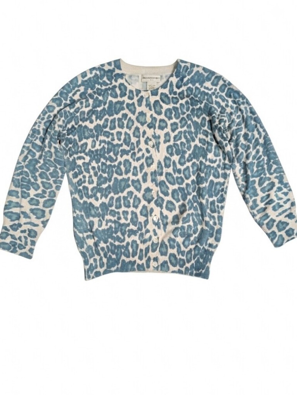 Vintage Banana Republic Blue Leopard Silk Angora Cardigan Sweater M Whimsigoth